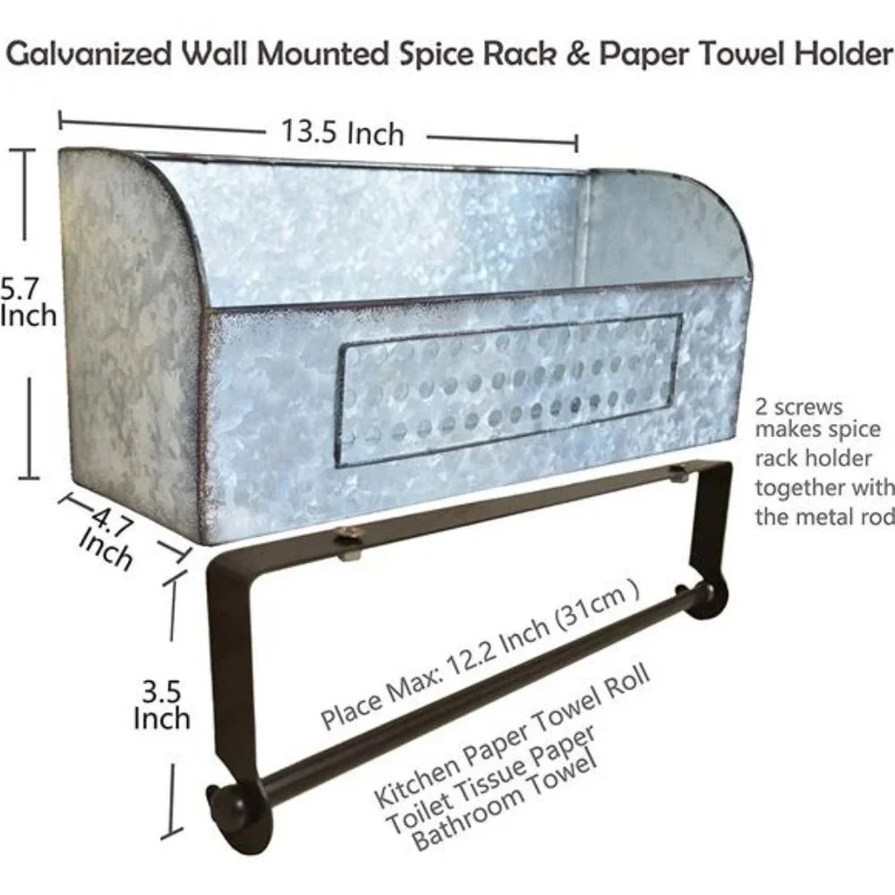 ShabbyDecor Farmhouse Paper Towel Holder with Shelf, Rustic Toilet Paper Holder